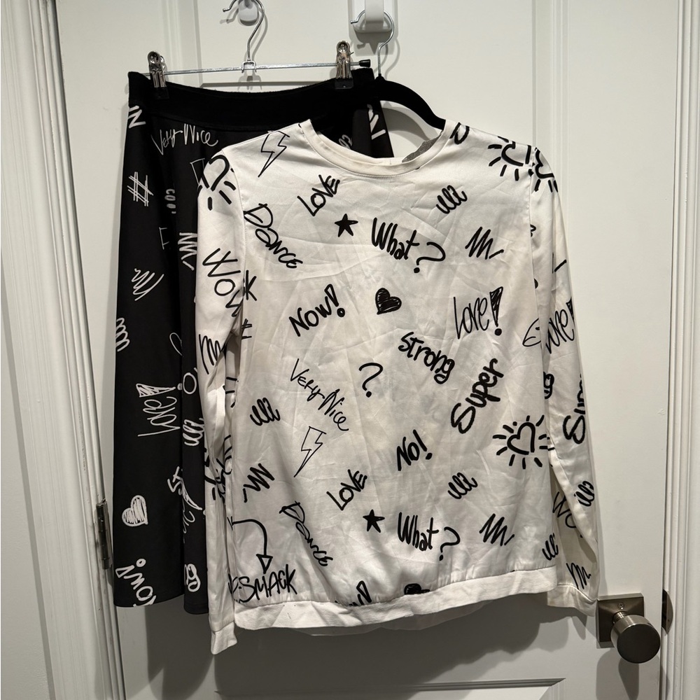T2love White and Black Graphic Pajama Set
